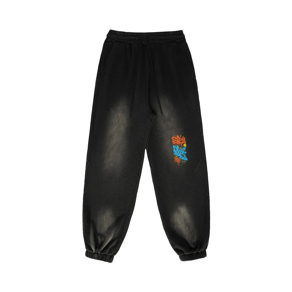 REIGN Washed Black Embroidered Sweatpants